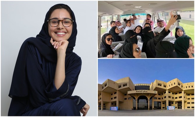 Clockwise from left: Aalya Albeeshi, a Qimam fellow; members of the fellowship program, which has seen tremendous growth, receiving 13,000 applicants in its first year; King Saud University. (Supplied)