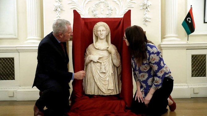The 2,200-year-old figure was seized at London’s Heathrow Airport in 2013 under suspicion that it was illicitly imported, before being returned this week. (AP)