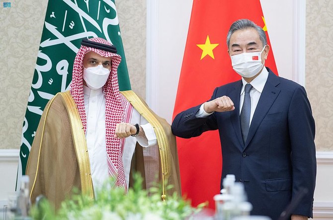 Saudi Foreign Minister Prince Faisal bin Farhan meets Chinese State Councilor and Foreign Minister Wang Yi. (SPA)