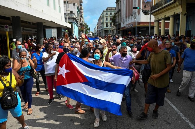 Thousands of Cubans protested over shortages of basic goods, limits on civil liberties and the government’s handling of a surge in COVID-19 infections. (AFP)