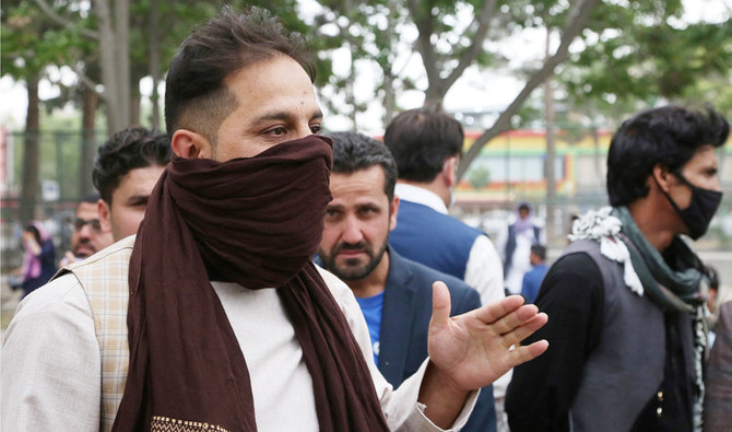 In this photo taken on May 28, 2021, Waheedullah Hanifi, an Afghan former interpreter for the French forces speaks during an interview with AFP as he attends a demonstration at the Shahr-e Naw Park in Kabul. (AFP)