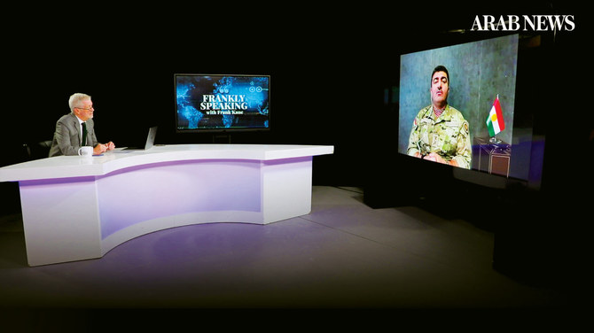 General Sirwan Barzani being interviewed by Frank Kane on Frankly Speaking. (Screengrab)