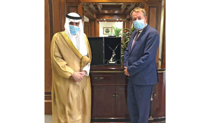Ambassador Dieter Lamlé (right) with Saudi Arabia’s Minister of State for Foreign Affairs Adel Al-Jubeir. (Supplied)