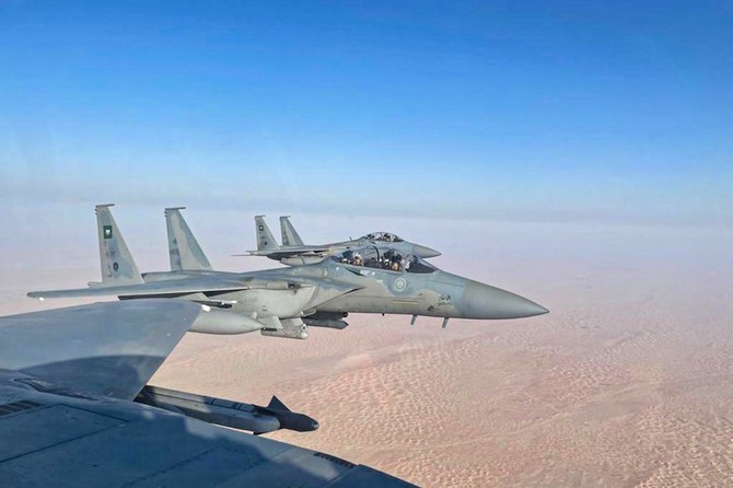 The Royal Saudi Air Force participates in a joint air-missile combat exercise at Al-Dhafra Air Base in Abu Dhabi, UAE. (Twitter/@modgovksa)