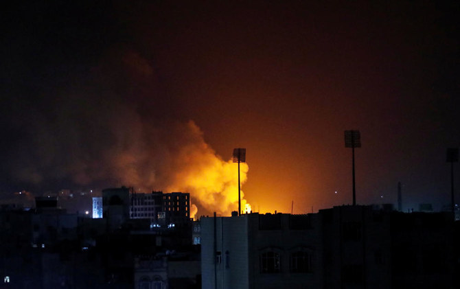 Arab coalition carries out air strikes on military targets in Sanaa, Saada