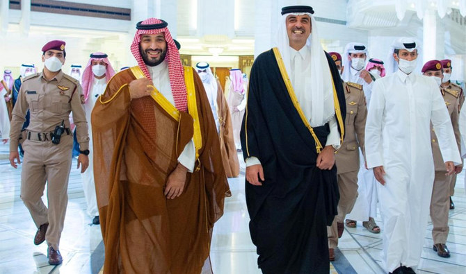 Saudi Arabia’s crown prince arrives in Qatar, meets emir