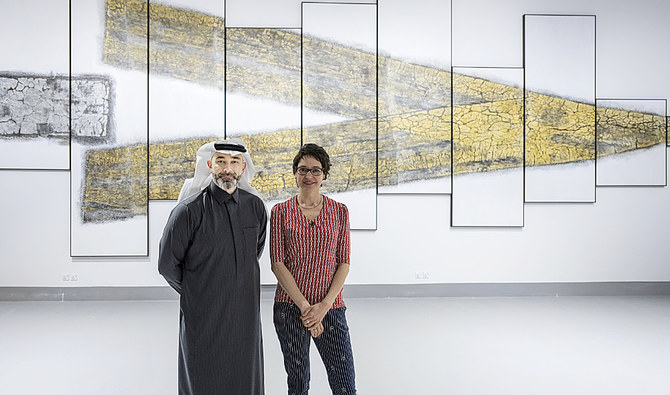 Ashraf Fagih, head of programming at Ithra with Ithra Prize winner artist Nadia Kaabi-Linke. (Supplied)