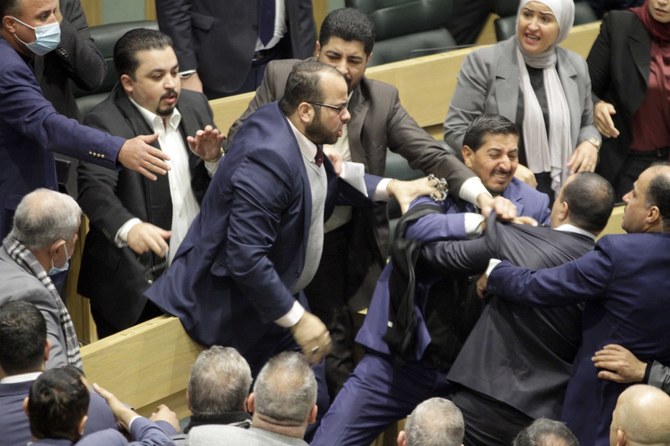 Jordan’s lower house descended into a mass brawl on Tuesday after a heated discussion over controversial constitutional amendments. (Supplied)