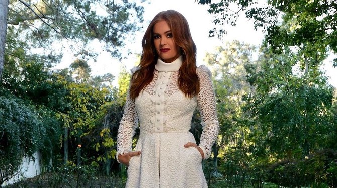 Actress Isla Fisher promotes new series in Elie Saab look
