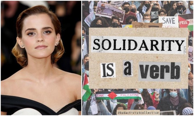 Emma Watson showed support for Palestine on her Instagram profile by posting a picture to her 65 million followers. (Reuters/Instagram: @emmawatson)