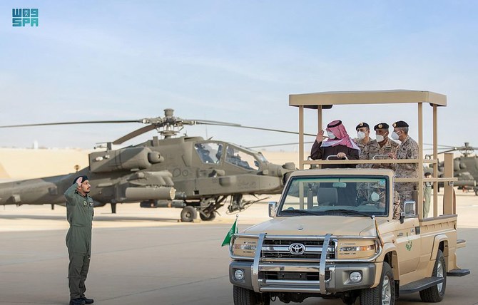 Minister of the Saudi National Guard Prince Abdullah bin Bandar inaugurates the National Guard Air Base in Dirab. (SPA)