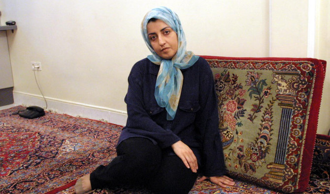 Narges Mohammadi, vice president of the Centre for Human Rights Defenders in Iran, was detained on Nov. 16, 2021 in Karaj, Iran. (AFP)