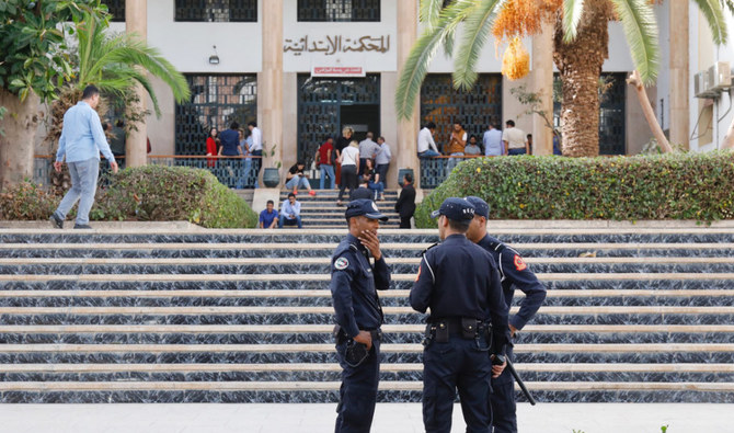 Moroccan security forces stand guard outside a court in the capital Rabat. (AFP file photo)
