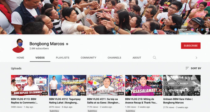 Philippines’ Marcos says will continue vlogging as president