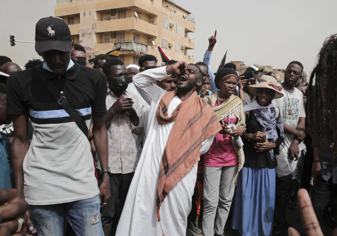 Sudanese protesters commemorate the third anniversary of a deadly crackdown   on protesters during a sit-in in Khartoum. (AP)