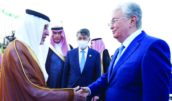 Makkah Gov. Prince Khaled Al-Faisal receives Kazakhstan President Kassym-Jomart Tokayev in Jeddah. (Supplied)