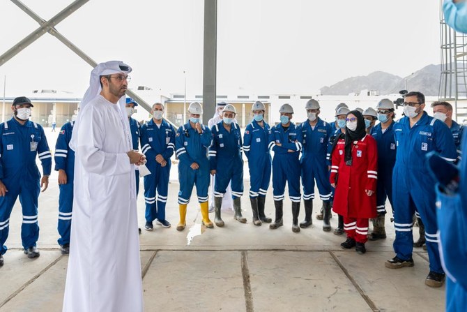 ADNOC Managing Director and CEO Dr. Sultan Al-Jaber visited the Fujairah terminal. (Twitter/@AdnocGroup)