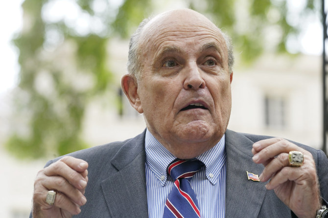 Former New York City mayor Rudy Giuliani speaks during a news conference on June 7, 2022, in New York. (AP)