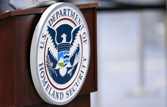 A US Department of Homeland Security plaque is displayed in Miami. (AP)