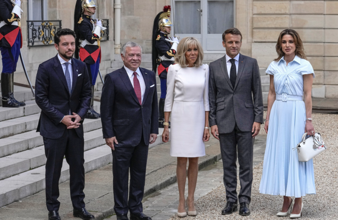 Jordanian royals meet Macron in Paris