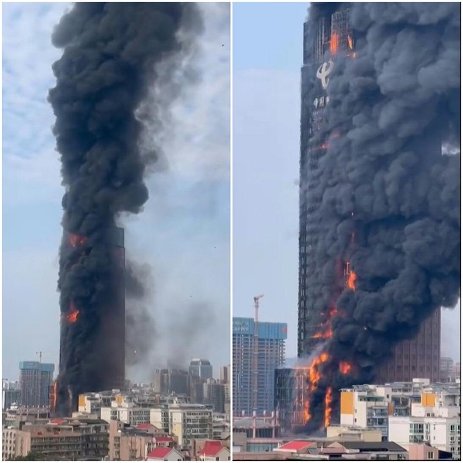 Fire engulfs skyscraper in China’s Changsha city