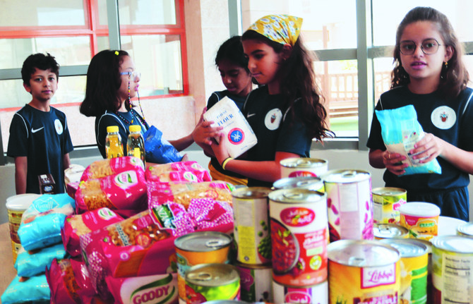 In Riyadh, the students at Aldenham Prep School created care packages for charity. (Supplied)