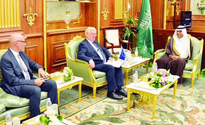Mishaal Al-Sulami meets with Eamon Gilmore in Riyadh. (Supplied)