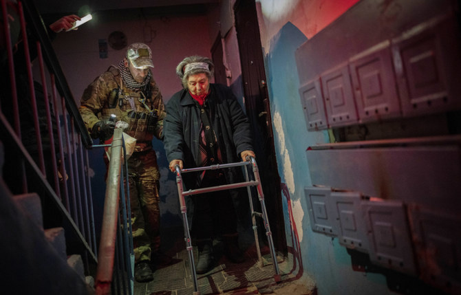Elderly residents are evacuated from the southern city of Kherson, Ukraine, Sunday, Nov. 27, 2022. (AP)