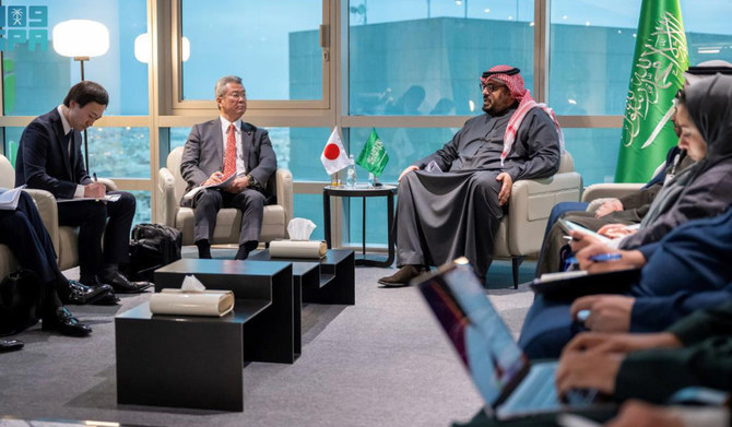 Saudi Minister of Economy and Planning Faisal bin Fadel Al-Ibrahim holds talks with Japanese House of Representatives in Riyadh.