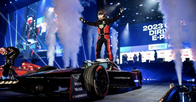 Pascal Wehrlein of the TAG Heuer Porsche team stormed from ninth to win the first of two races at the Diriyah E-Prix