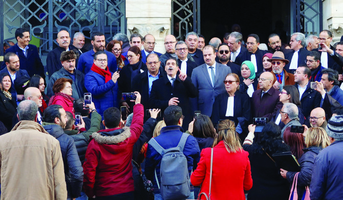 Tunisian prominent activist, Ayachi Hammami, speaks outside a court in Tunis, Tunisia January 10, 2023. (REUTERS)