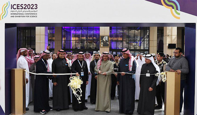 King Saud University President Badran Al-Omar inaugurates the International Conference and Exhibition for Science in Riyadh. 