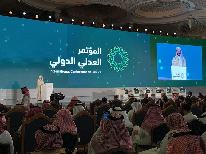 People attend the International Conference on Justice at Riyadh’s Ritz Carlton on Sunday. (Abdulrahman Al-Mofarreh)