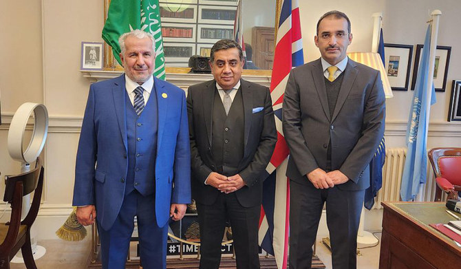 Dr. Abdullah bin Abdulaziz Al-Rabeeah held talks with Lord Tariq Mahmood Ahmed in London. (SPA)