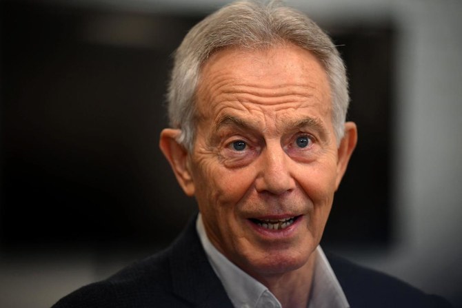 Former British Prime Minister Tony Blair speaks during an interview in central London on Friday.