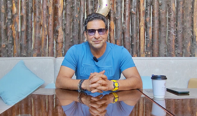 Pakistani pace legend Wasim Akram speaks with Arab News in Karachi, Pakistan