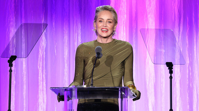 Sharon Stone shows off gown by Saudi designer Yousef Akbar at Beverly Hills gala event 