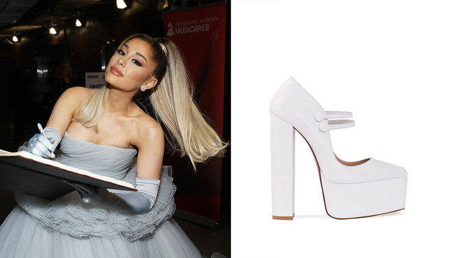 Ariana Grande shows off Andrea Wazen heels  