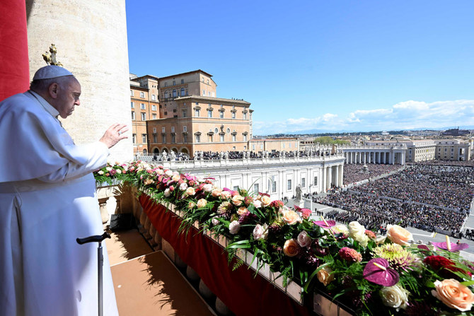 Pope Francis delivers his 'Urbi et Orbi' ('To the City and the World') message at St. Peter's Square, on Easter Sunday.