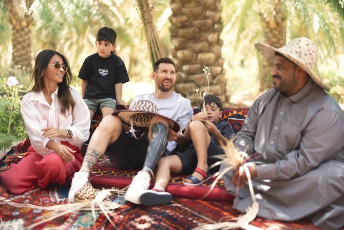 Argentinian football legend Lionel Messi is pictured enjoying the culture in Saudi Arabia with his family. (@AhmedAlKhateeb)