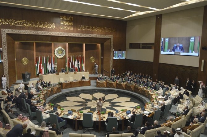 Delegates and foreign ministers of member states convene at the Arab League headquarters in Cairo, Egypt, Sunday, May 7, 2023. 