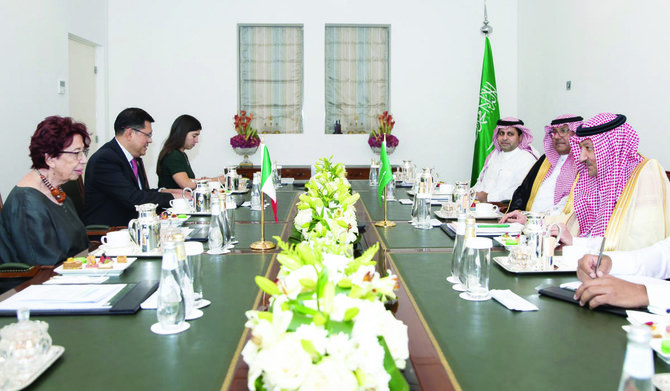 Waleed Elkhereiji meets with Carmen Moreno Toscano in Riyadh. (Supplied)