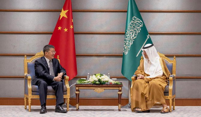 Prince Abdulaziz bin Salman meets with Zhang Jianhua in Riyadh. (SPA)