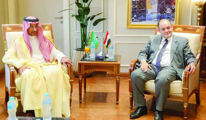 Bandar Alkhorayef holds talks with Ahmed Samir Saleh in Cairo. (Supplied)