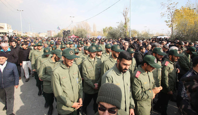 Members of Iran's Islamic Revolutionary Guard Corps (IRGC) take part in a demonstration in Tehran. (AFP file photo)