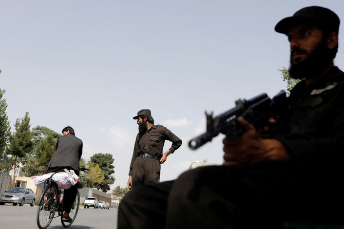 Taliban soldiers stand guard at a checkpoint in Kabul, Afghanistan, July 6, 2023. (REUTERS)