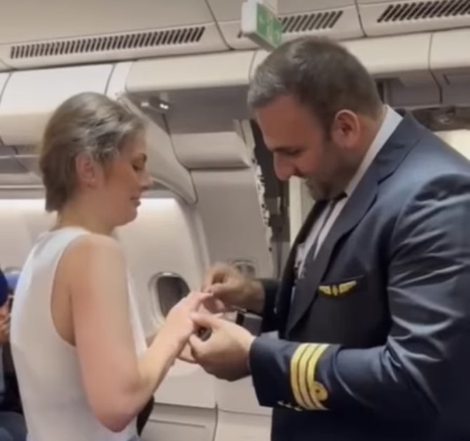 Wings of love: Lebanese pilot gives love of his life an unforgettable proposal on board plane