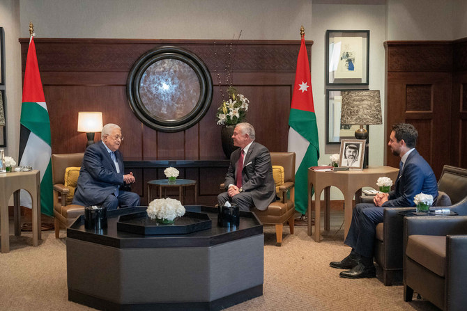 Jordan’s King Abdullah receives Palestinian president 