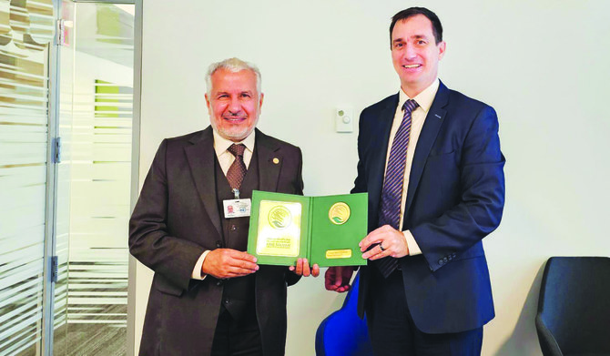 Gilles Michaud receives Dr. Abdullah Al-Rabiah in New York. (SPA)