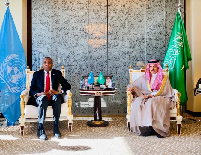 Saudi Foreign Minister Prince Faisal bin Farhan meets with Somalia’s Prime Minister Hamza Abdi Barre on Thursday in New York.